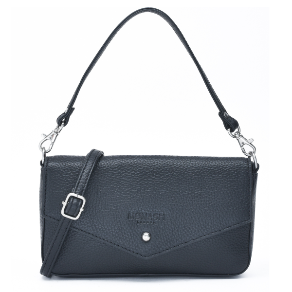 MONASH LONDON Genuine Leather Convertible Side Bag & Hand Purse – Stylish & Versatile(lb1245-black)