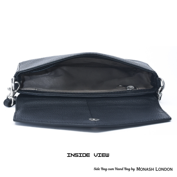 MONASH LONDON Genuine Leather Convertible Side Bag & Hand Purse – Stylish & Versatile(lb1245-black)