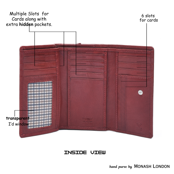 Genuine leather hand purse by Monash London -(6002mr-red)