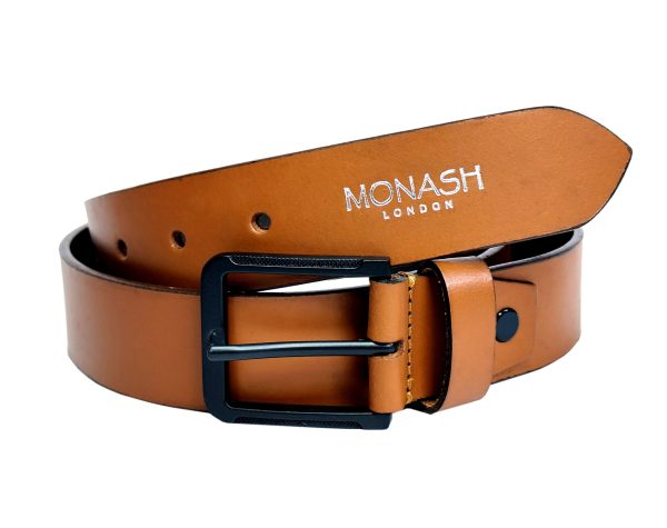 MonashLondon Genuine Leather Belt for Men -Fits Waist up to 42 Inches