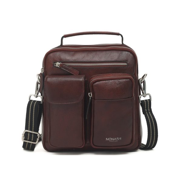 Genuine Leather Sling Bag for Men Multi-Utility Organizer, Lunch Box Compartment, Adjustable Strap | Crossbody Bag for Travel & Office