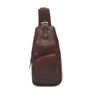 Genuine Leather Crossbody Bag Antique Brass | Magnetic Flap Pocket | Multiple Front Pockets | Adjustable Strap