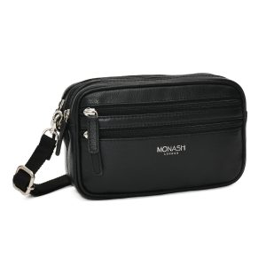 Monash London Full-Grain Leather Side Bag for Men